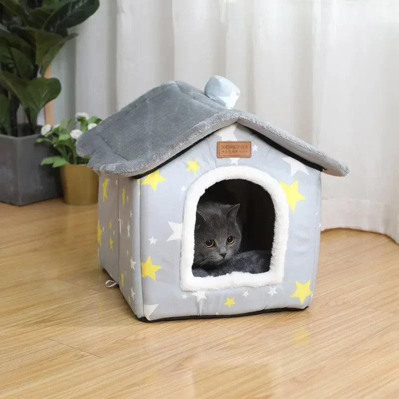 New Stylish Foldable Dog House Kennel Bed Mat for Small Medium Dogs Cats Winter Warm Cat Bed Nest Pet Products Basket Pets Puppy Cave Sofa