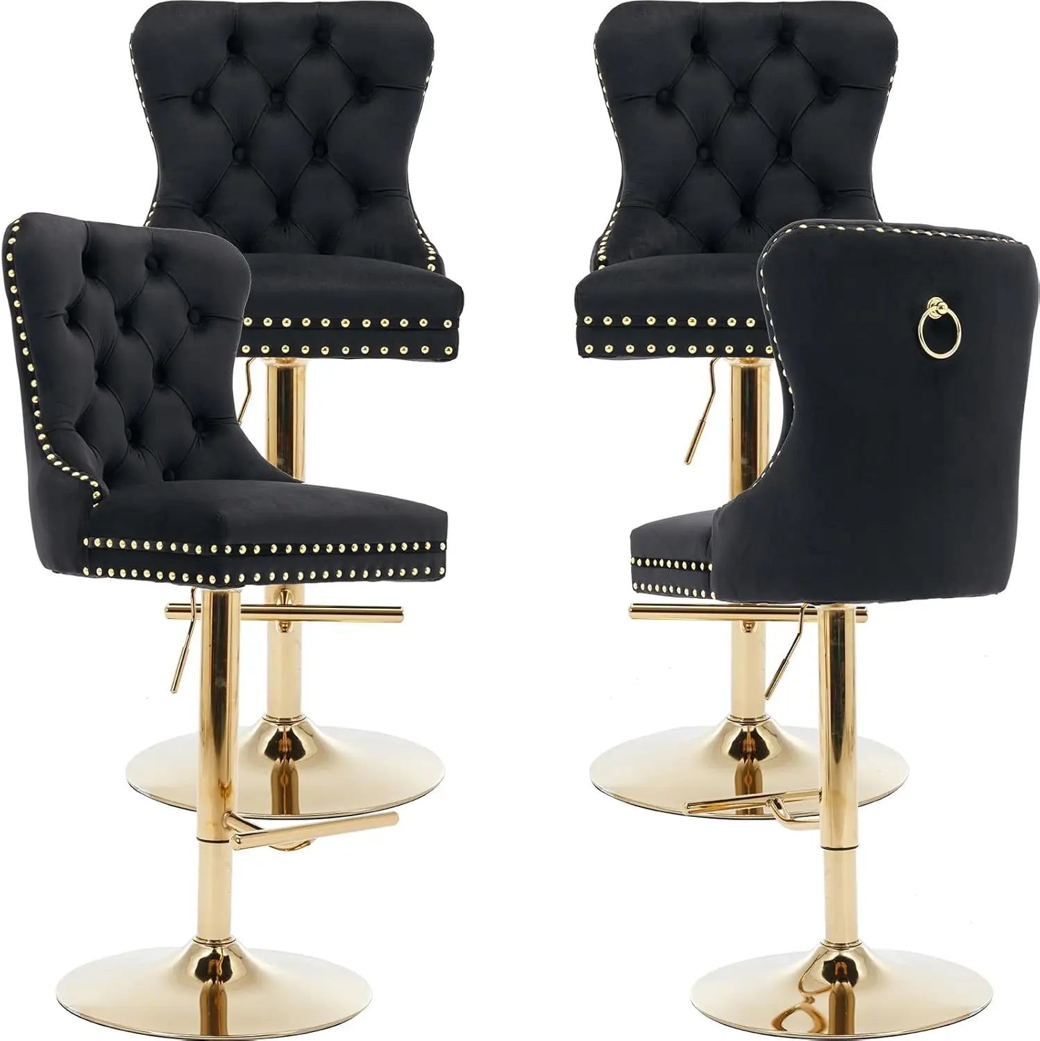 Modern Swivel Bar Stools Adjustable Bar Chairs Set of 4