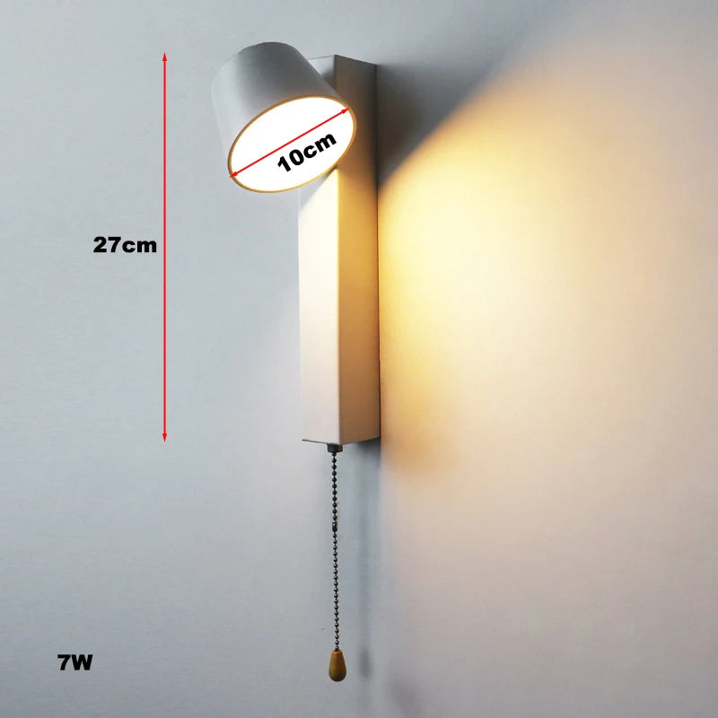 Nordic Wall Lamps with Pull Switch Bedroom Modern Home Decor