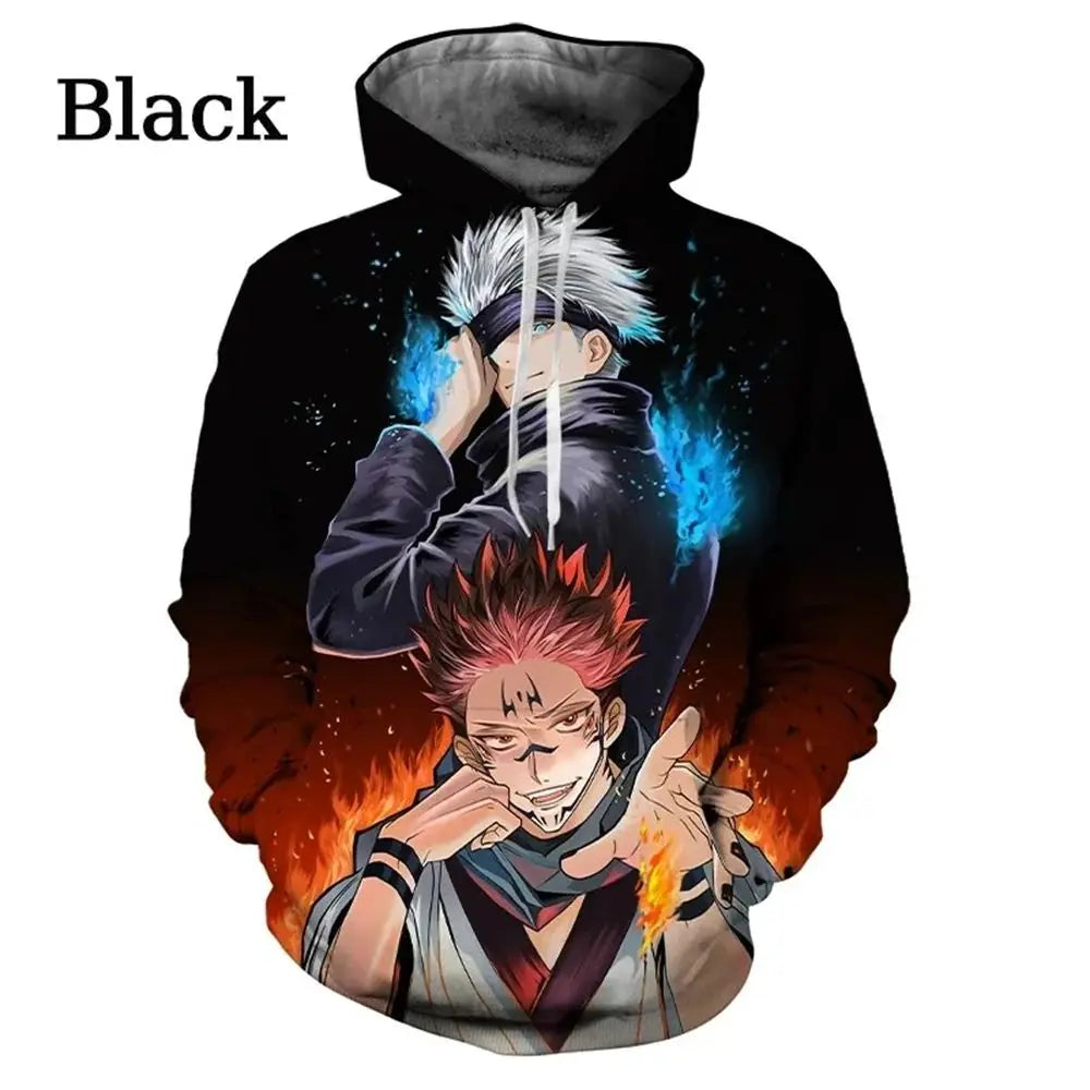 New Mens Fashion Hoodie Anime Manga Jujutsu Kaisen Pattern Sweatshirt 3D Print 