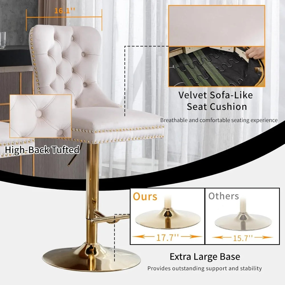 Modern Swivel Bar Stools Adjustable Bar Chairs Set of 4
