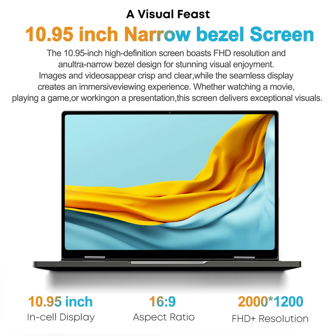 New 2 in 1 Touchscreen 10.95" Laptop 360° Flip Laptop  Celeron N95 Windows 11 16GB DDR5 2TB SSD Aluminum Alloy Body Notebook PC