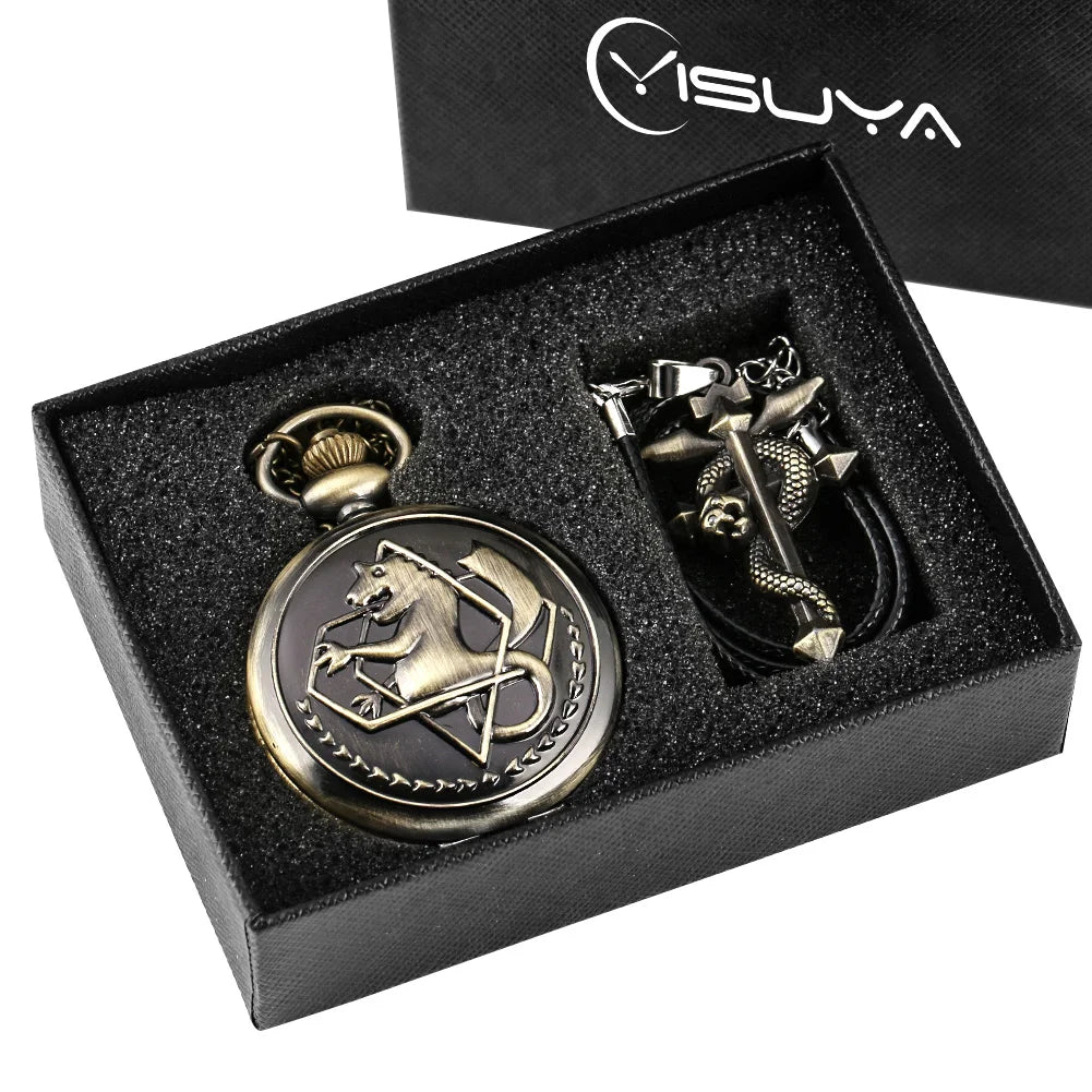 Mens Vintage Silver/Bronze Pocket Watch Pendant