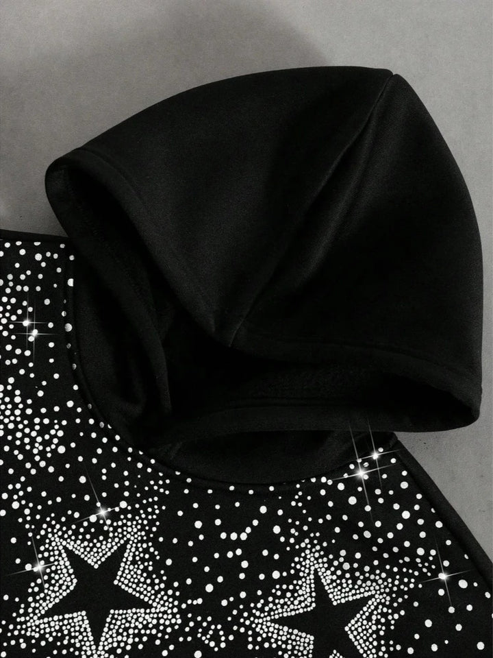 Mens Star Printed  Hooded Pullover Sweatshirt