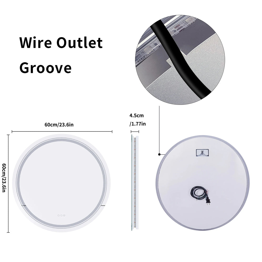 Smart Touch LED round Wall Mounted Vanity Mirror with Demister