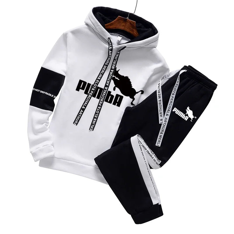 New Men's Fashion Luxury Sweatshirt Tracksuit Sport Casual Hoodies+Sweatpants Sets Outfits Jogger Brand Pullover Streetwear Suits