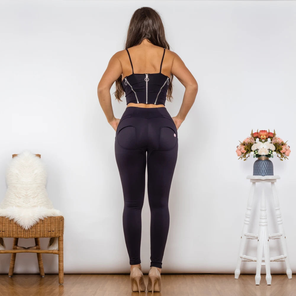 Shascullfites Melody Black Cotton Body Shaper Set with Zipper Tanks Crop Top High-Waist Lifter and Sleek Leggings Für Femininen