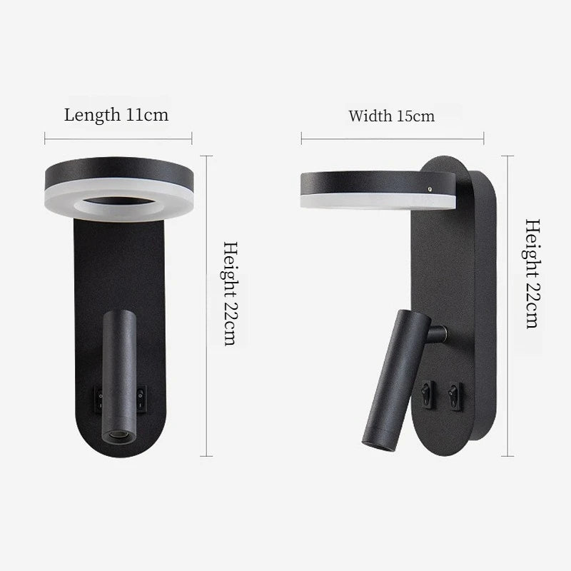 Modern Bedroom/Hotel Wall Light with Switch Rotatable Spotlight
