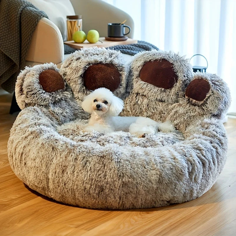 Fusion new Dog Bed Cat Pet Sofa Cute Bear Paw Shape Comfortable Cozy Pet Sleeping Beds for Small Medium Large Soft Fluffy Cushion Dog Bed