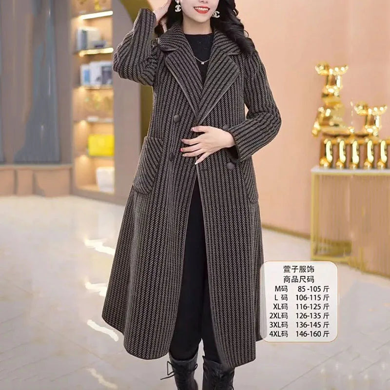 Autumn Winter New Two Sides Wear Mom'S Snow Fleece Woolen Jacket Women Velvet Long Thick Warm Windbreaker Female Wool Outerwear