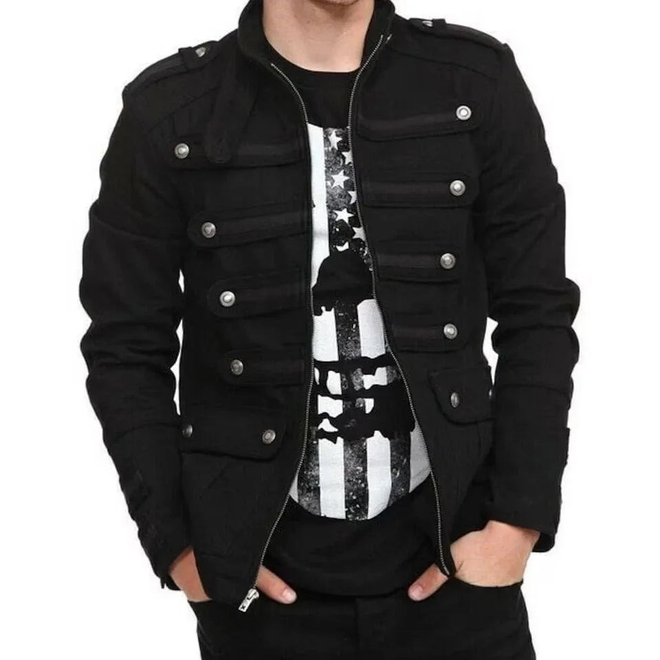 Men Black Gothic Steampunk Vintage Jacket