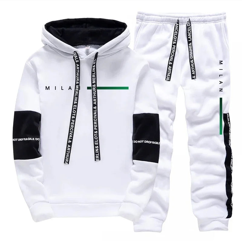 Autumn Winter Mens Tracksuit Print Hoodie Sweatshirts 
