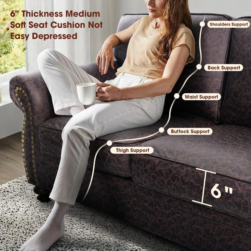 Living Room Furniture Sofa Set Mid-Century with Rivet Design