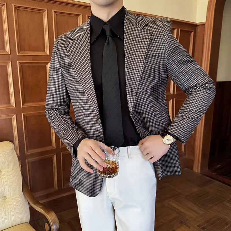 Mens Modern Business Slim-Fit Suit Blazer Jacket
