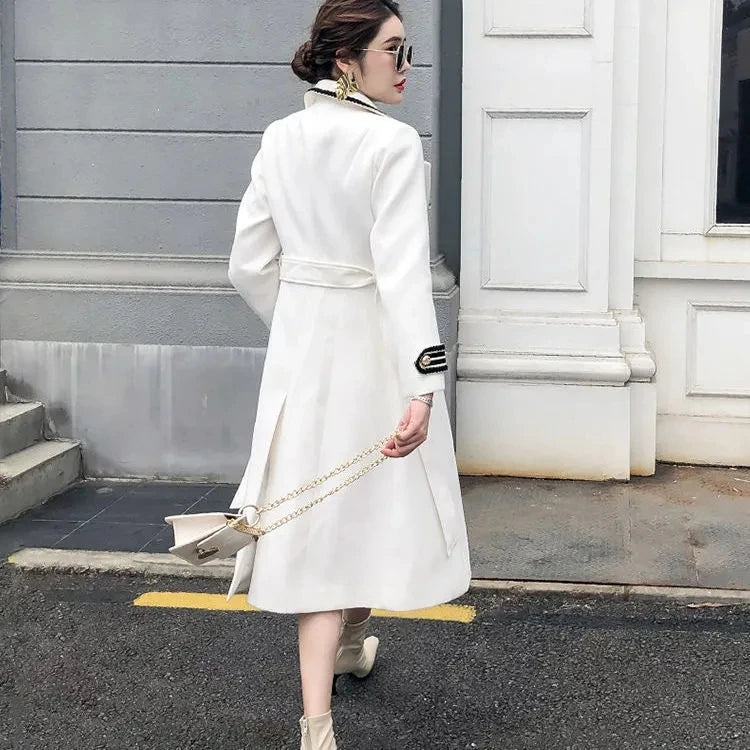 New Arrived Woolen Coat Women Mid-Length Autumn/Winter Double-Breasted Coat Trench Coat