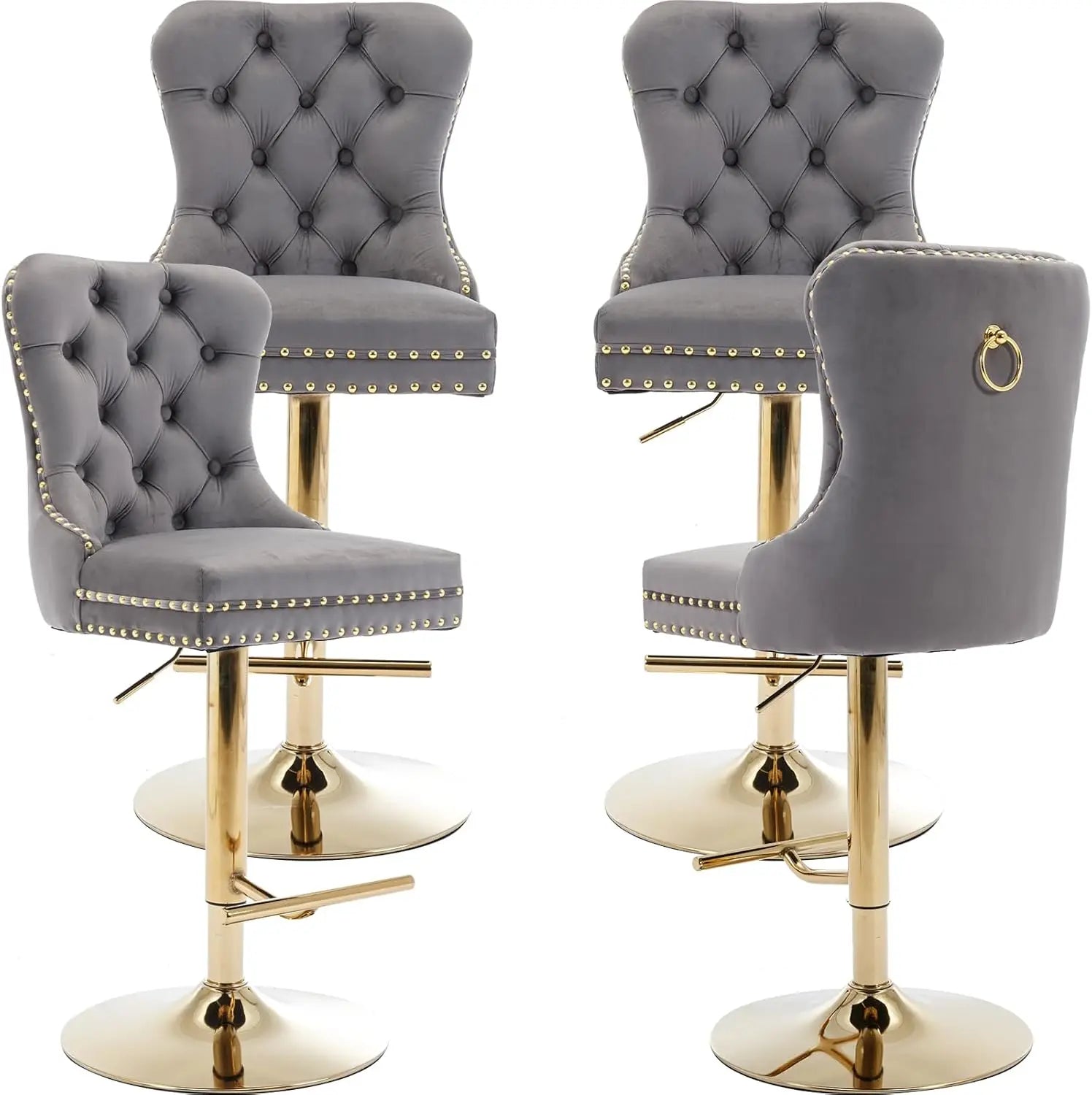 Modern Swivel Bar Stools Adjustable Bar Chairs Set of 4