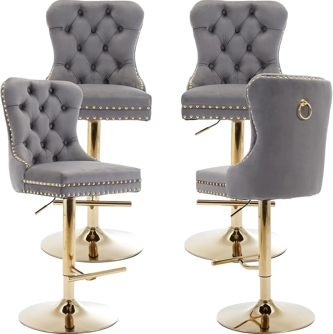 Modern Swivel Bar Stools Adjustable Bar Chairs Set of 4