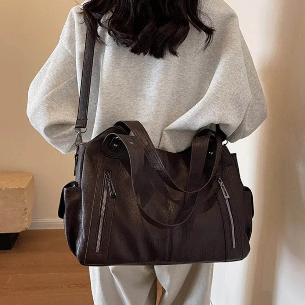 Soft Interior Compartment Shoulder Bags 2025 High Quality Contrasting Colors Bags for Women Fashion Zipper Pu Women'S Handbags