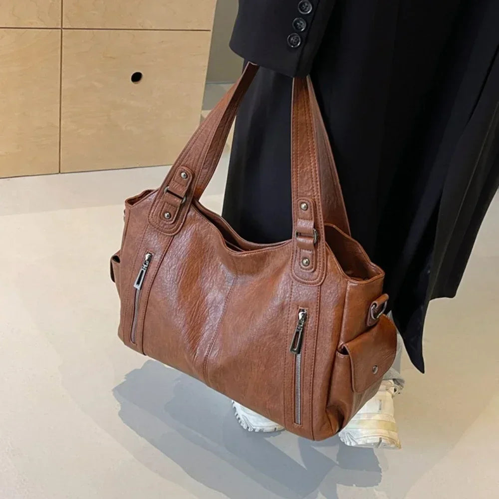 Soft Interior Compartment Shoulder Bags 2025 High Quality Contrasting Colors Bags for Women Fashion Zipper Pu Women'S Handbags