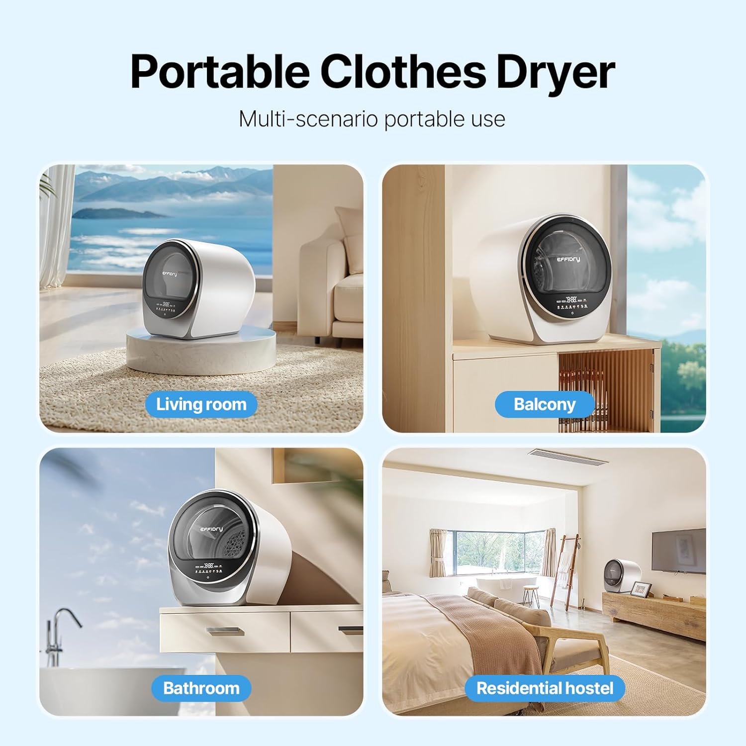 Modern S3 Compact Clothes Dryer 1.0 Cu.Ft Capacity 110V 1050W Portable Dryers Machine