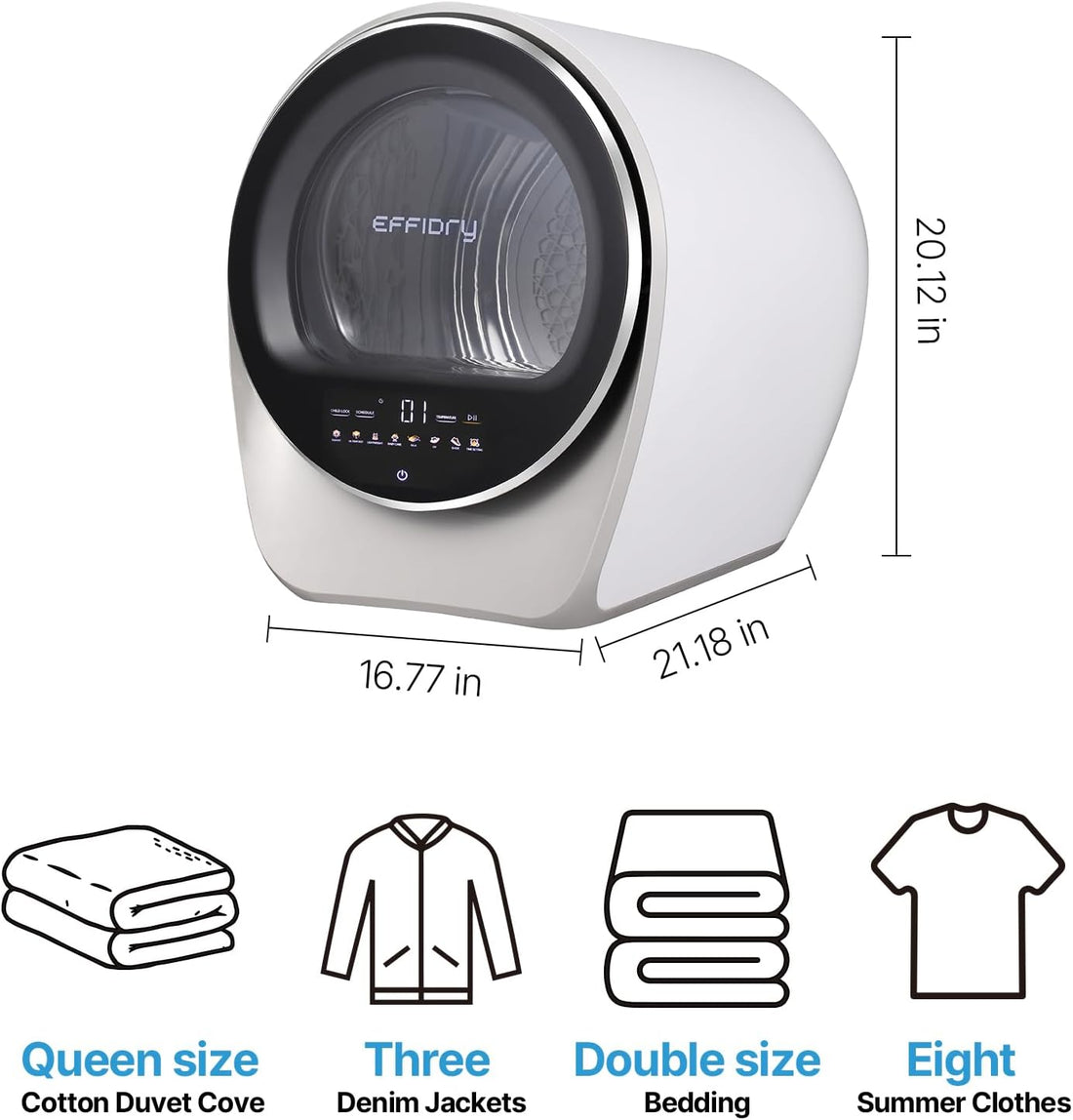 Modern S3 Compact Clothes Dryer 1.0 Cu.Ft Capacity 110V 1050W Portable Dryers Machine