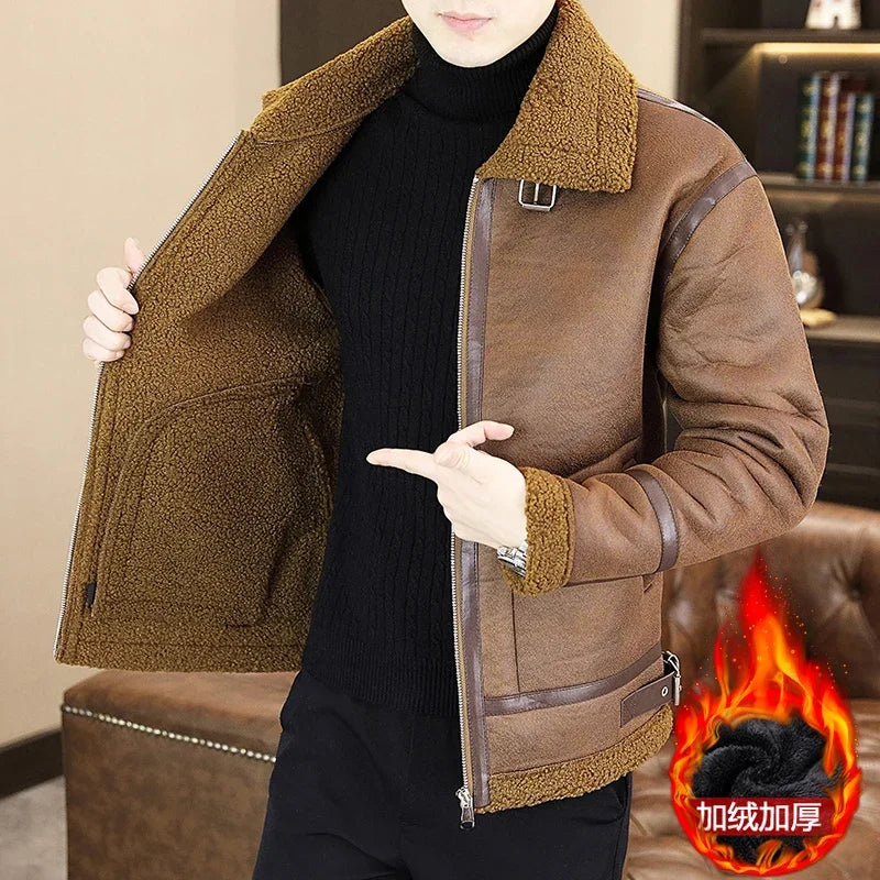 Men's New High Quality  Winter Men New Faux Lamb Fur Coats Men'S Korean Thick Warm Casual Jacket 