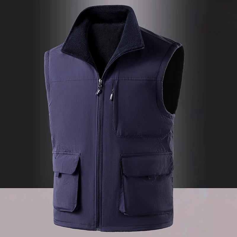 Mens Double Sided Wear Fleece Lined Vest Jacket