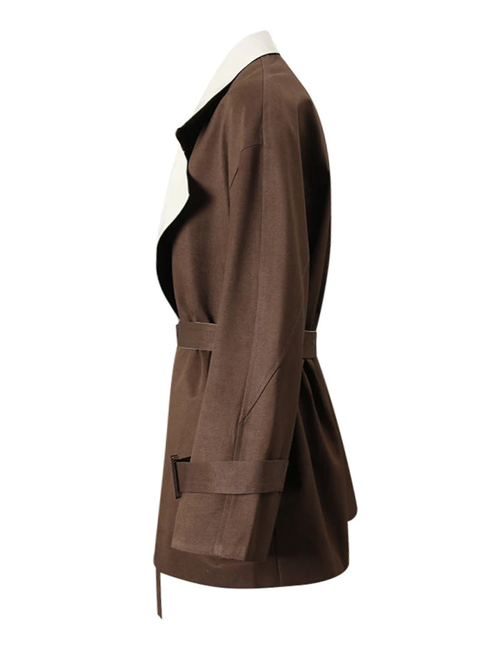 Women Elegant Lapel Long Sleeve Jacket