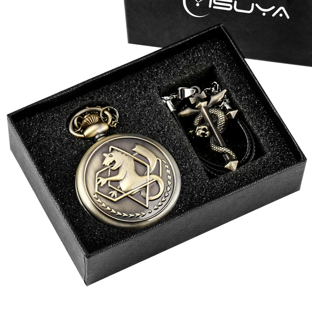 Mens Vintage Silver/Bronze Pocket Watch Pendant