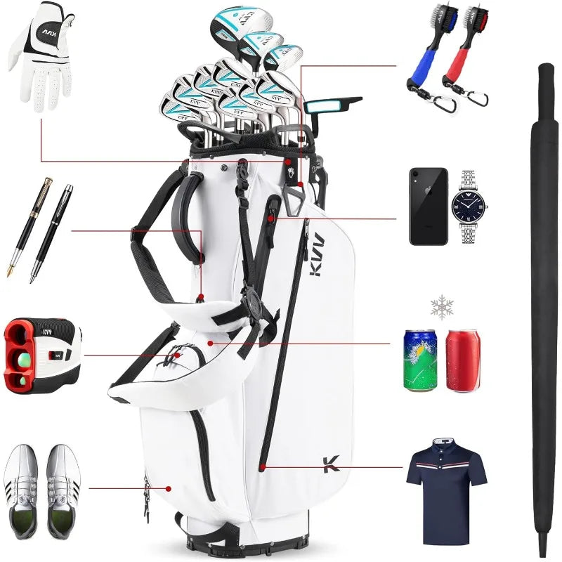 KVV Lightweight Golf Stand Bag with 7 Way Full-Length Dividers 