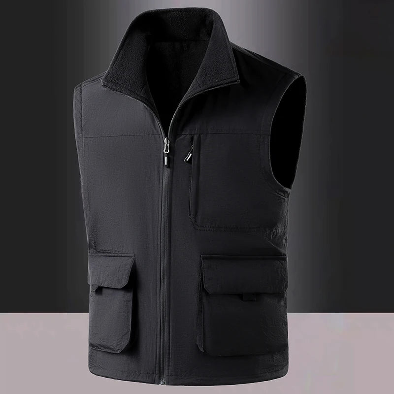 Mens Double Sided Wear Fleece Lined Vest Jacket
