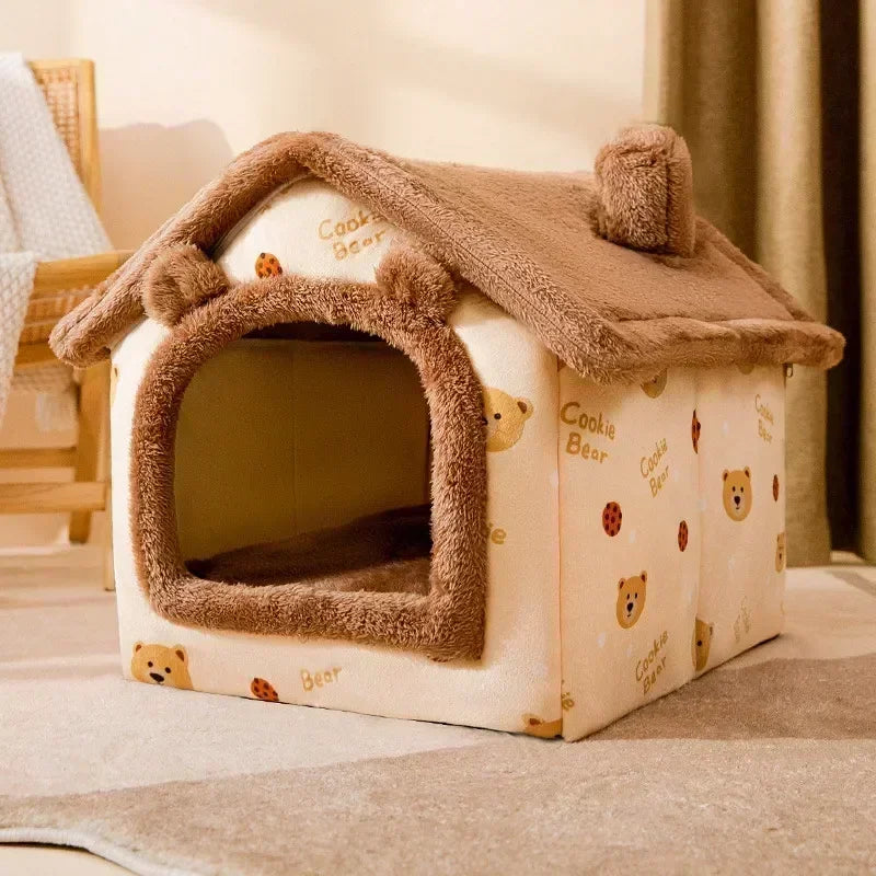 New Stylish Foldable Dog House Kennel Bed Mat for Small Medium Dogs Cats Winter Warm Cat Bed Nest Pet Products Basket Pets Puppy Cave Sofa