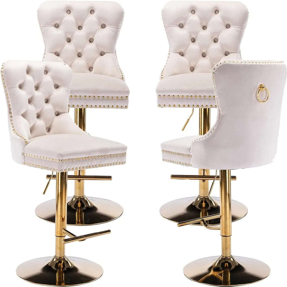 Modern Swivel Bar Stools Adjustable Bar Chairs Set of 4