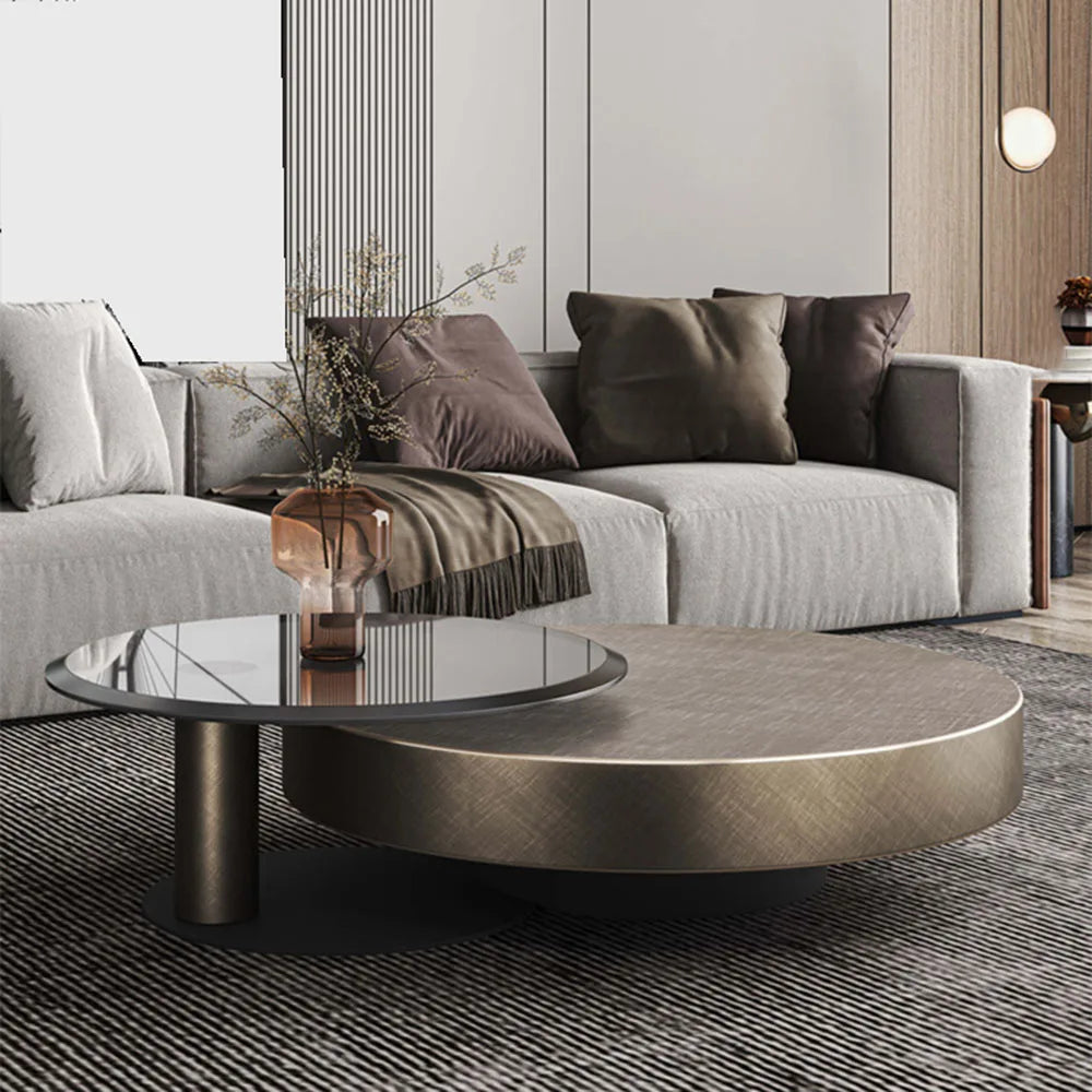 New luxury Modern Coffee Tables Household Coffee Table Living Room Stainless Steel Rotatable 