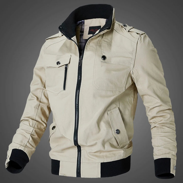 New Winter Spring and Autumn New Workwear Flight Jacket Men'S Thin Casual Top Coat Air Force Standing Collar Coat