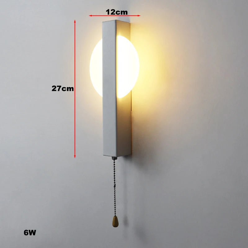 Nordic Wall Lamps with Pull Switch Bedroom Modern Home Decor