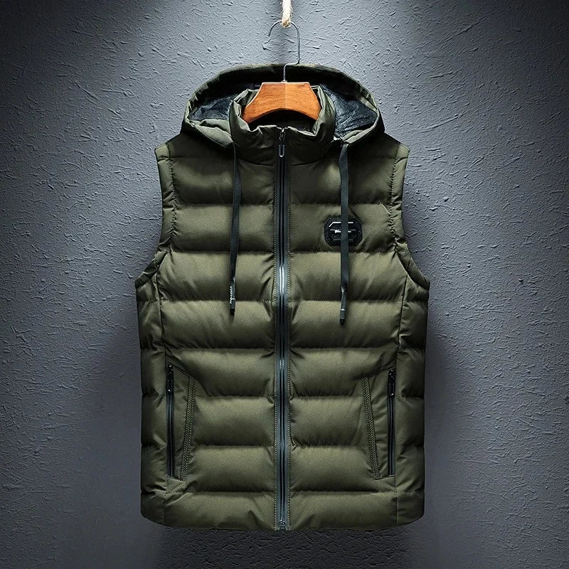 Mens Insulated Hooded Thickened Cotton Vest jacket