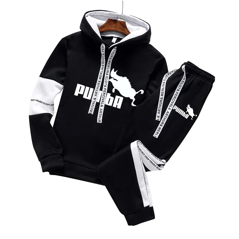 New Men's Fashion Luxury Sweatshirt Tracksuit Sport Casual Hoodies+Sweatpants Sets Outfits Jogger Brand Pullover Streetwear Suits