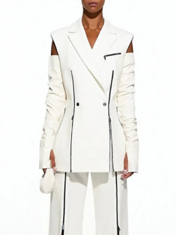 New Women WhiteVest Top Sleeveless Casual Blazer