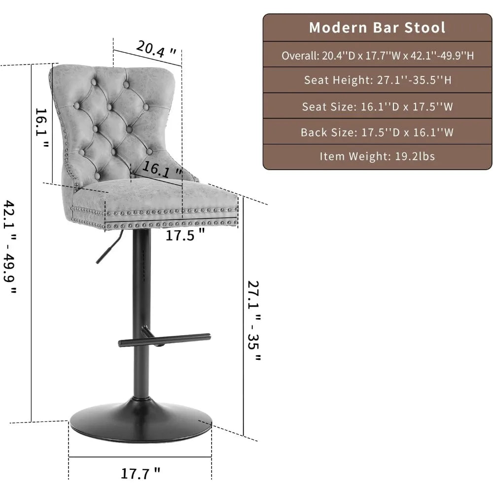 Modern Swivel Bar Stools Adjustable Bar Chairs Set of 4