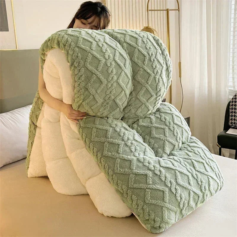 New Norway Style Super Thick Winter Warm Blanket for Bed Artificial Lamb Cashmere Weighted Blankets