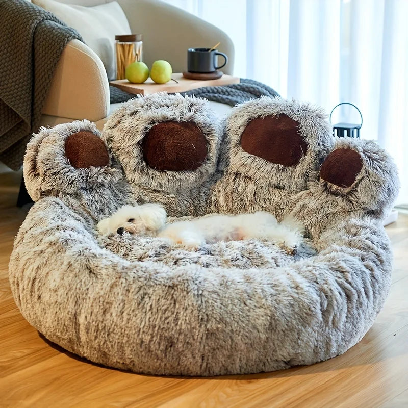 Fusion new Dog Bed Cat Pet Sofa Cute Bear Paw Shape Comfortable Cozy Pet Sleeping Beds for Small Medium Large Soft Fluffy Cushion Dog Bed