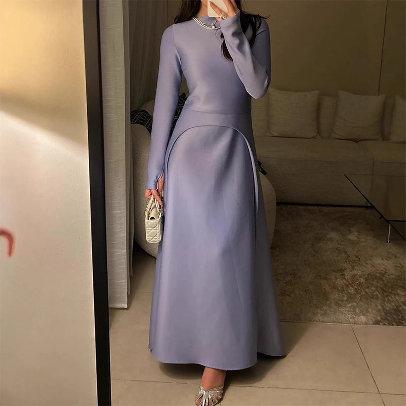 Women High Waist Dress Elegant  Slim Fit Maxi Party Dress