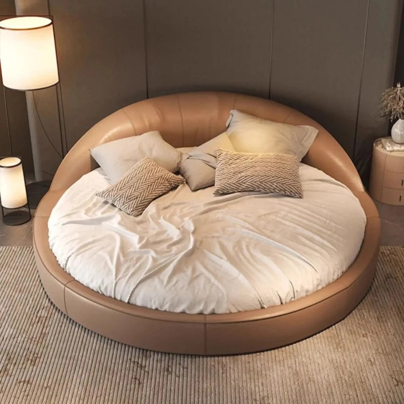 Unique Round Bed Elegant Luxury Cream Home Furniture