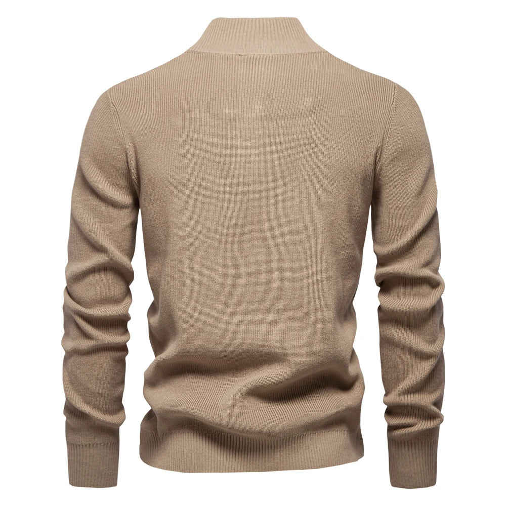 Mens Mock Neck Button up Cotton Pullover Sweaters Casual Social Knit Turtleneck Autumn Winter Sweaters for Men