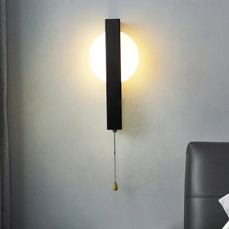 Nordic Wall Lamps with Pull Switch Bedroom Modern Home Decor