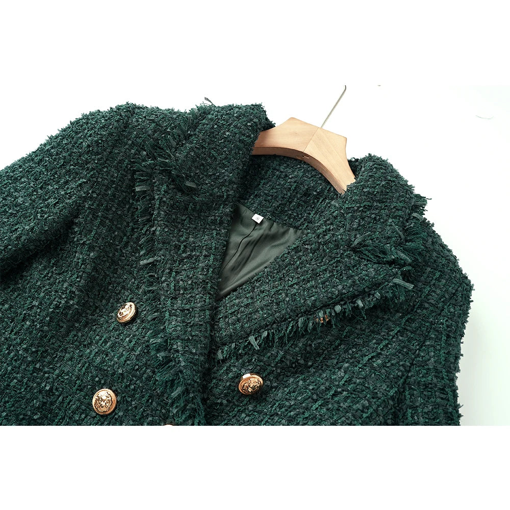 New Winter Thick Fabric Woolen Luxury Design Women Slim Blazers High Quality