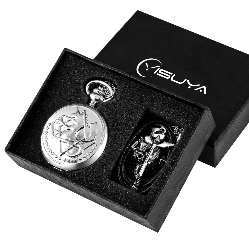 Mens Vintage Silver/Bronze Pocket Watch Pendant