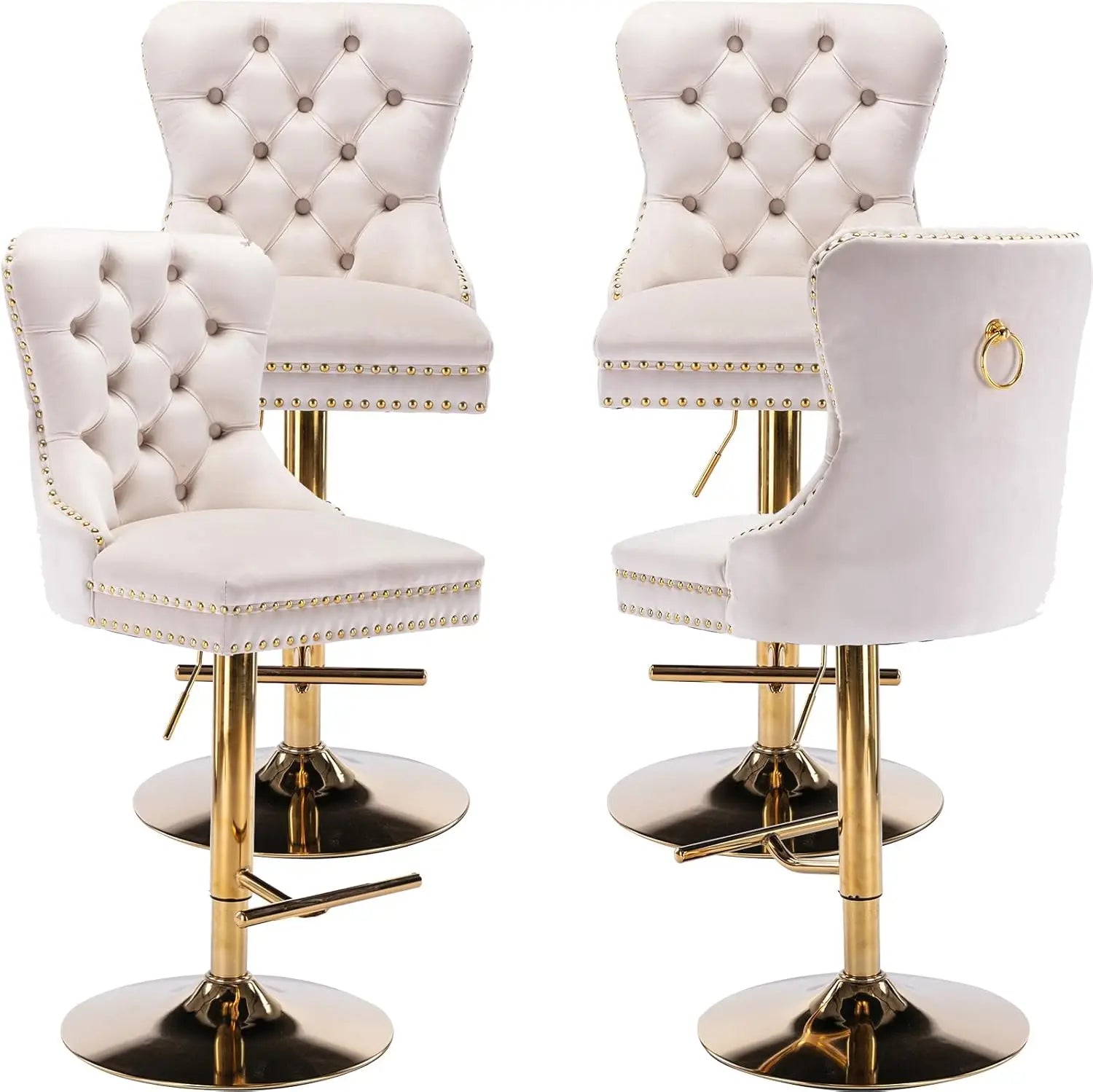 Modern Swivel Bar Stools Adjustable Bar Chairs Set of 4