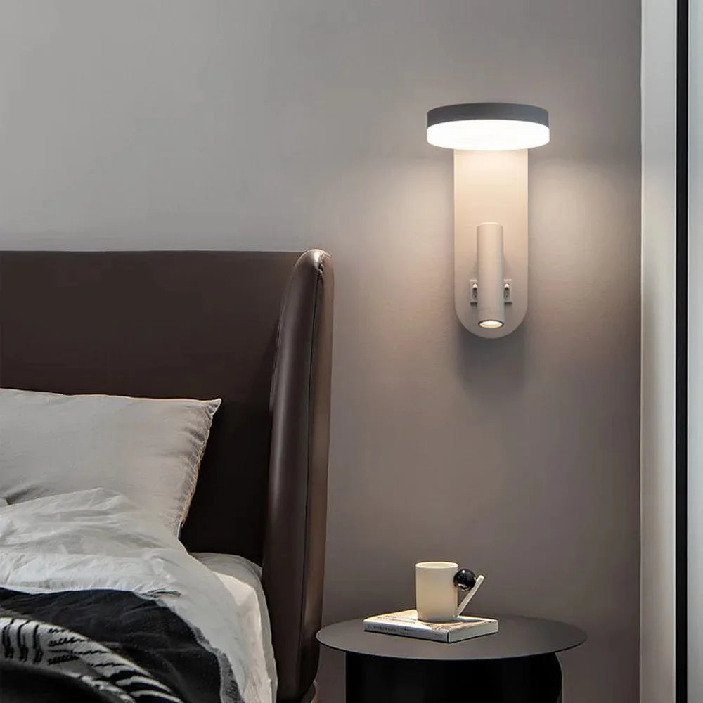 Modern Bedroom/Hotel Wall Light with Switch Rotatable Spotlight